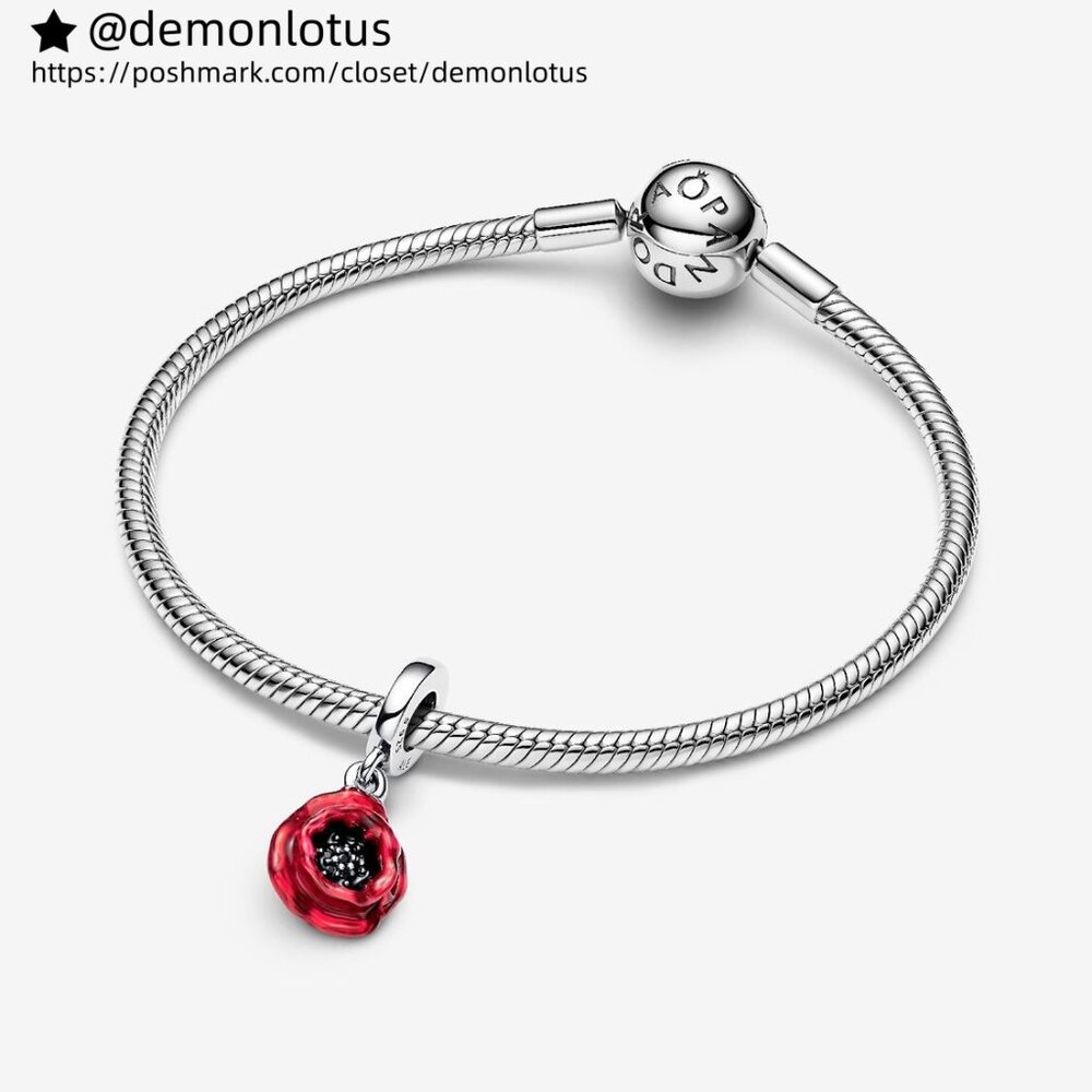 Pandora Red Flower Dangle Charm - image 2